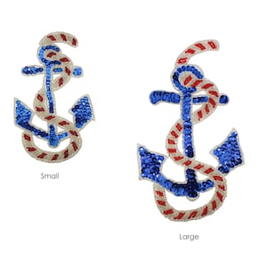 Anchor and Rope Beaded & Sequin Applique - CHOOSE YOUR SIZE
