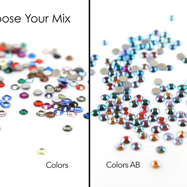Swarovski SS5 Flatback Rhinestones Mix - Colors or Colors AB Colorways- Assorted 144 Pieces - Nail Art - CHOOSE COLORWAY