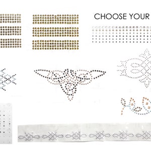 Swarovski Hot Fix Bügelbild Strass transferiert - 9 verschiedene geometrische Muster - YOU CHOOSE