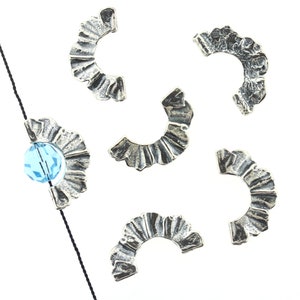 6 Sterling Silver Bead Frames Half Moon Shape - 24x13mm ( 925 Sterling Silver )
