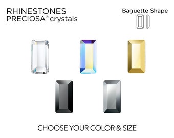 Rhinestones Baguette Shape PRECIOSA - CHOOSE Size & Color - For Nails, DIY and Textiles