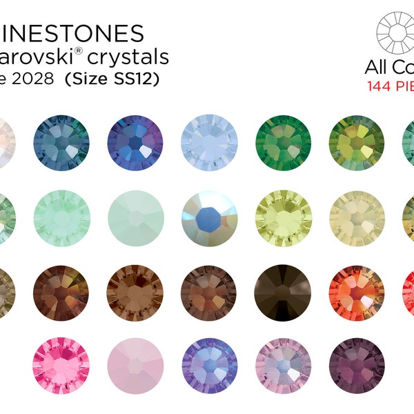 Swarovski 2028 Flatback Rhinestones SS12 - CHOOSE YOUR COLOR (144 Pieces)