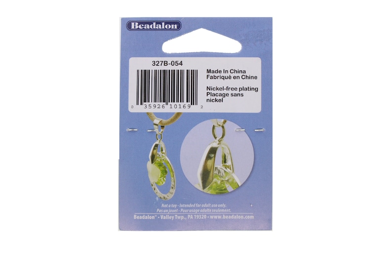 5 Pieces Beadalon 11mm Pinch Bail Pendant Silver Plated