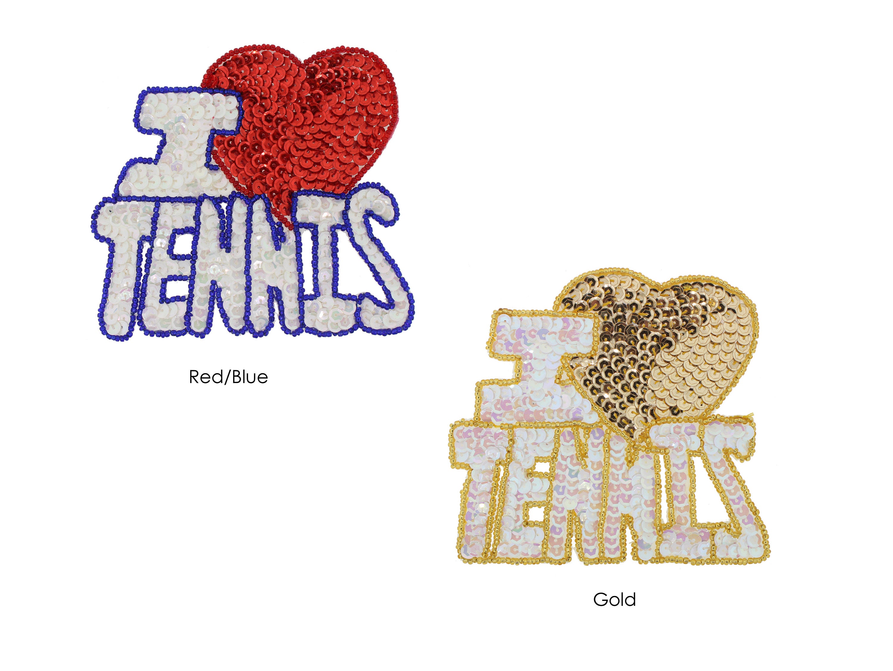 I LOVE TENNIS スパンコール＆ビーズアップリケ 4.5