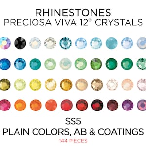 144 pcs Rhinestones PRECIOSA VIVA12 SS5 Plain Colors - CHOOSE Color