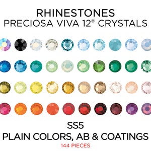 144 pcs Rhinestones PRECIOSA VIVA12 SS5 Plain Colors - CHOOSE Color