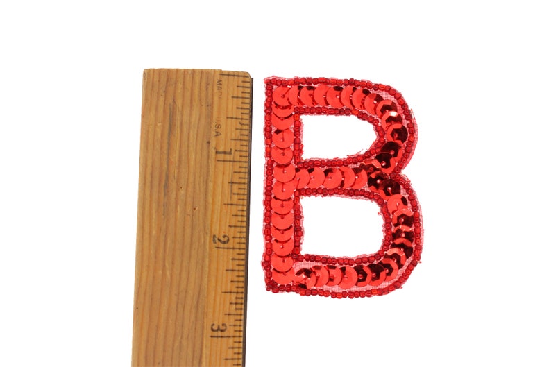 Alphabet Letter Beaded & Sequin Appliques 2.5 Red Etsy