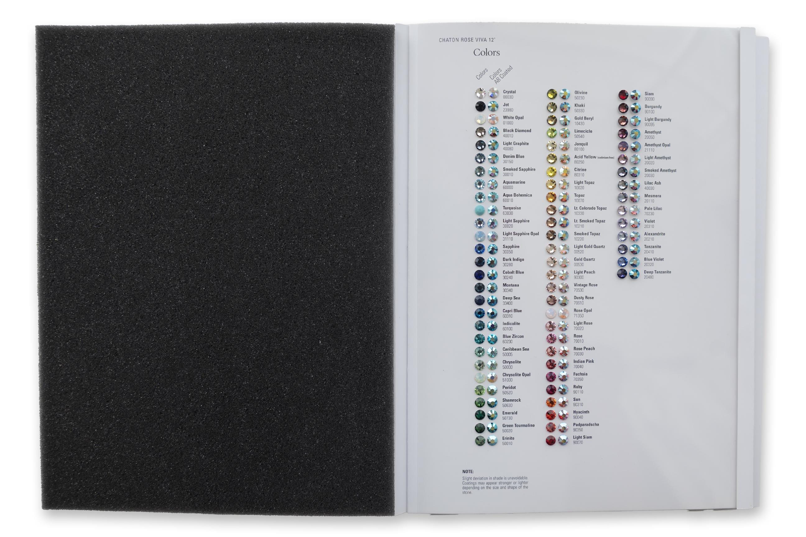 ラインストーンカラーチャート - プレシオサ ビバ 12色サンプル