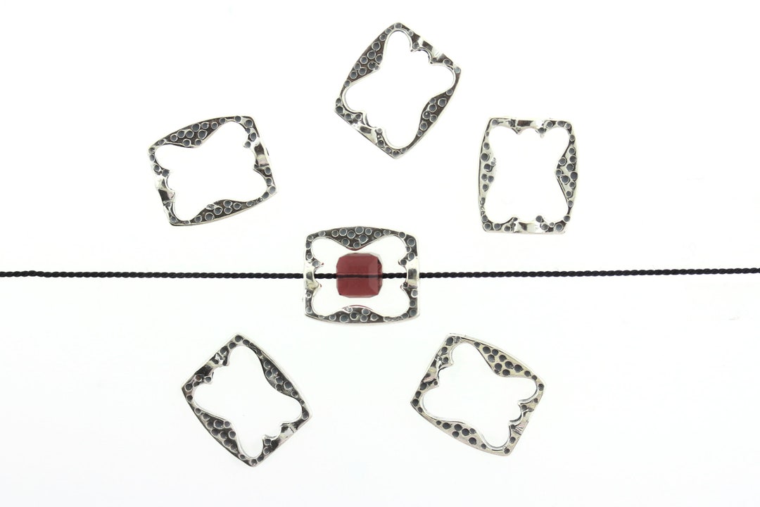 6 Sterling Silver Rectangle Bead Frames 15x14mm 925 Sterling Silver Etsy