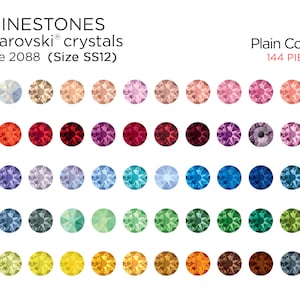 144 Pcs Swarovski Rhinestones 2088 SS12 Plain Colors