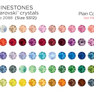 144 pcs Swarovski Rhinestones 2088 SS12 Plain Colors - CHOOSE YOUR COLOR