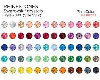 144 Pcs Swarovski Rhinestones 2088 SS12 Plain Colors CHOOSE YOUR COLOR 