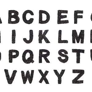 Apliques de contas de letras do alfabeto 1,5" preto - ESCOLHA SUA LETRA