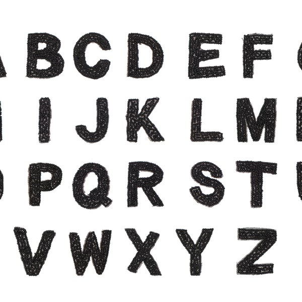 Alphabet Letter Beaded Appliques 1.5" Black - CHOOSE YOUR LETTER