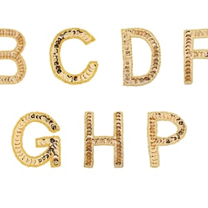 Alfabeto Letra Beaded & Sequin Apliques 2.5" Ouro - ESCOLHA SUA LETRA