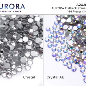Flatback Rhinestones A2028 SS 8 - Crystal or Crystal AB - Choose Your Color (144 Pieces) - AURORA Brand Flatback Plus - Glue On | Nail Art