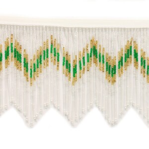 1 Yard Beaded Crystal, Green and Gold Fringe (O)