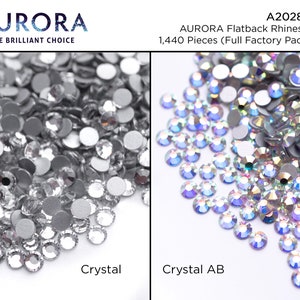 Flatback Rhinestones A2028 SS 6 - Crystal or Crystal AB - Choose Your Color (1,440 Pieces) - AURORA Brand Flatback Plus - Glue On | Nail Art