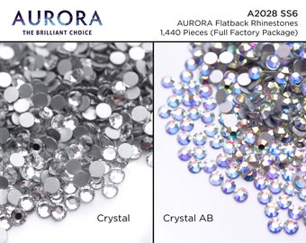 Flatback Strass A2028 SS 6 - Cristal ou cristal AB - Choisissez votre couleur (1 440 pièces) - Flatback Plus de marque AURORA - À coller | Décoration d'ongles