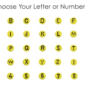 100 Piece Letter & Number Beads - YOU CHOOSE - Yellow Beads with Black Lettering - 6mm - Glass Beads
