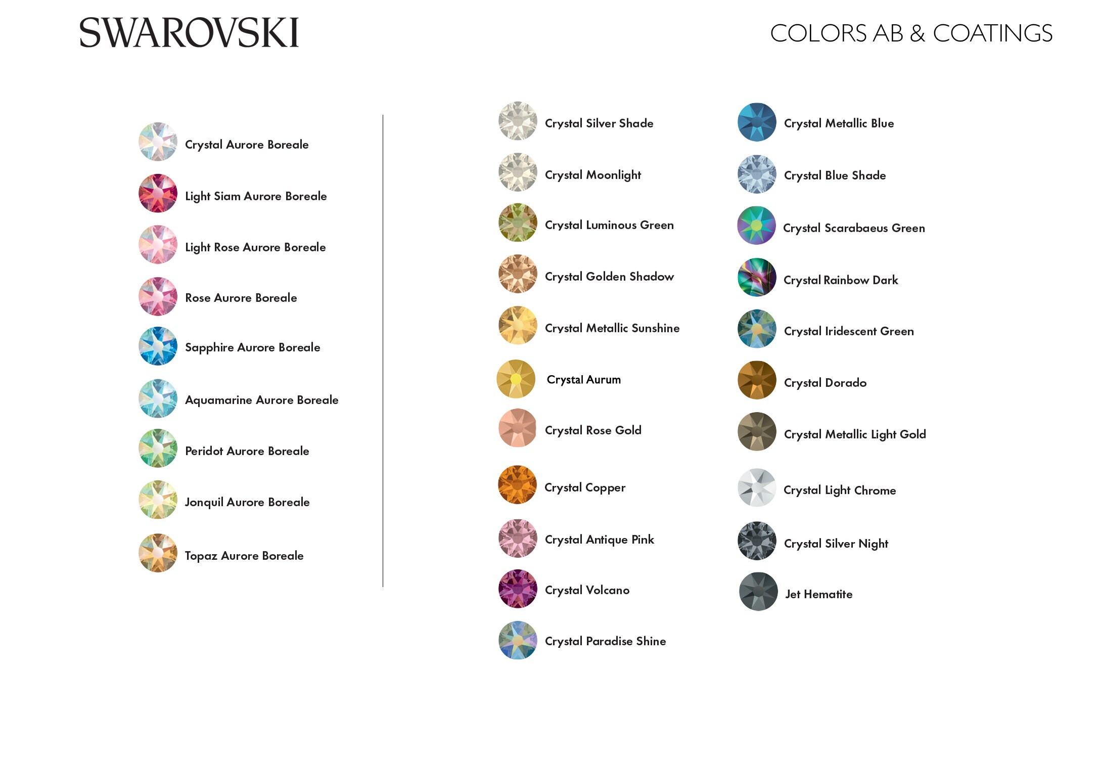 スワロボール 36 Pcs Swarovski Rhinestones 2088 SS34 AB Colors & Coatings