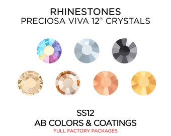 1,440 pcs Rhinestones PRECIOSA VIVA12 SS12 AB & Coatings - CHOOSE Color