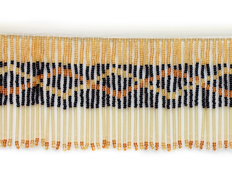 Beaded Light Topaz Black And Topaz Fringe J 1 Yard Etsy