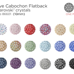 Swarovski 86601 Pave Cabochon Flatback Rhinestones - 10mm - (1 Piece) - CHOOSE YOUR COLOR