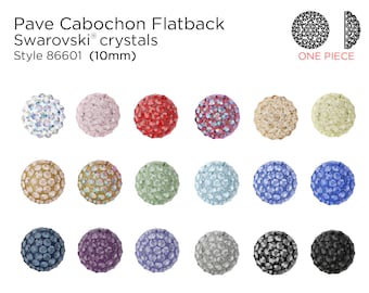 Swarovski 86601 Pave Cabochon Flatback Rhinestones - 10mm - (1 Piece) - CHOOSE YOUR COLOR