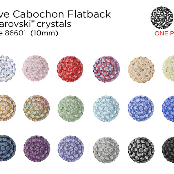 Swarovski 86601 Pave Cabujon Flatback Rhinestones - 10mm - (1 pieza) - ELIGE TU COLOR