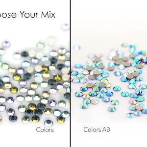 Swarovski SS7 Flatback Rhinestones Mix - Colors or Colors AB Colorways- Assorted 144 Pieces - Nail Art - CHOOSE COLORWAY
