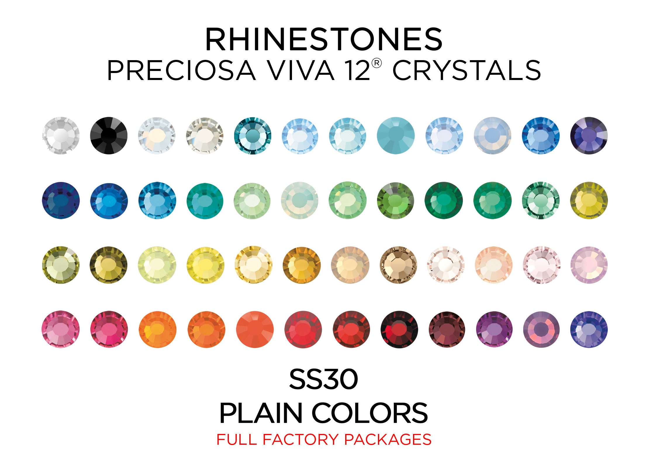 Sohindel Flat Back Crystal Rhinestones Round Gems for Nail Art and Craft - Big Red
