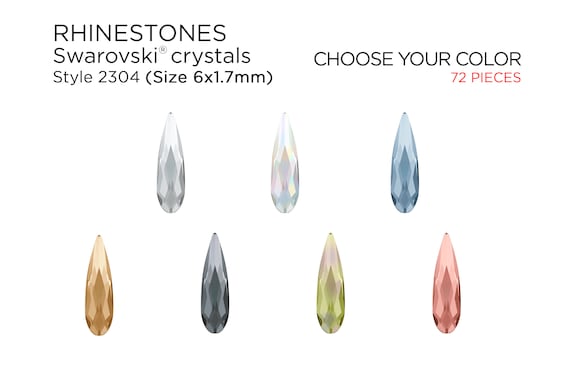 72 pcs Swarovski Rhinestones 2304 6x1.7mm Raindrop Rhinestone - CHOOSE YOUR COLOR