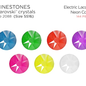 144 pcs Swarovski Rhinestones 2088 SS16 Electric Neon Colors - CHOOSE YOUR COLOR