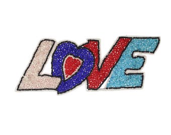 Beaded "LOVE" Applique 7"