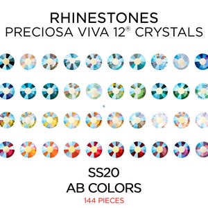 144 pcs Rhinestones PRECIOSA VIVA12 SS20 Colors AB - CHOOSE Color