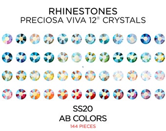 144 pcs Rhinestones PRECIOSA VIVA12 SS20 Colors AB - CHOOSE Color