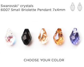 Swarovski Crystal Small Briolette Pendants 6007 7x4mm - CHOOSE YOUR COLOR - 72 Pieces