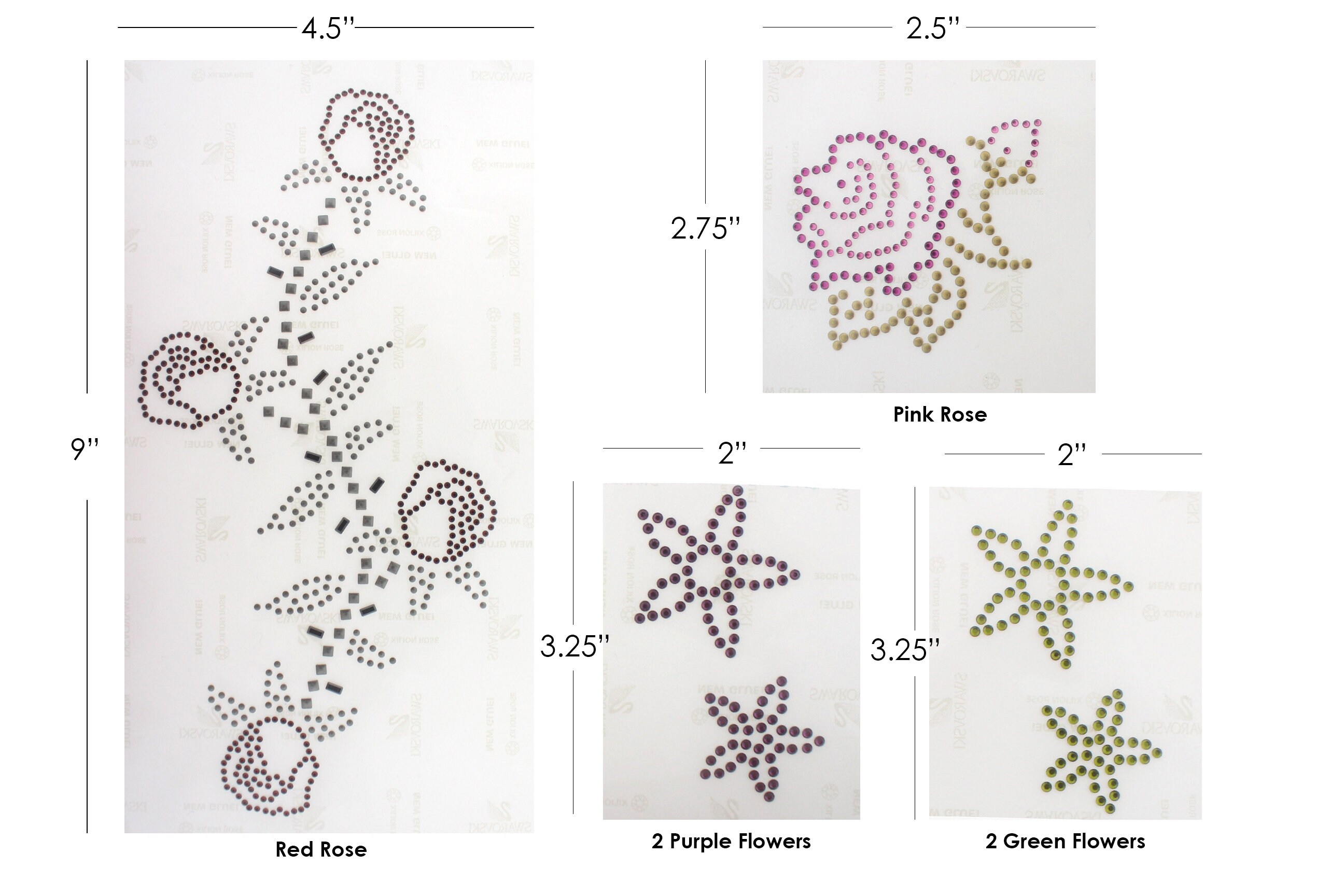 Swarovski Hot Fix Iron on Rhinestone Transfers - Flower