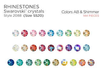 144 pcs Swarovski Rhinestones 2088 SS20 ABs & Shimmer - CHOOSE YOUR COLOR