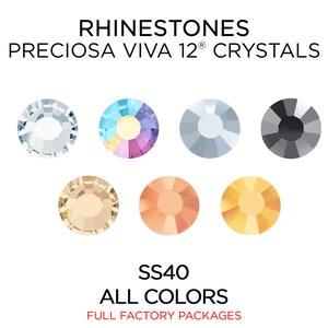 144 pcs Rhinestones PRECIOSA VIVA12 SS40 All Colors -  CHOOSE Color