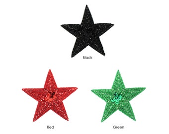 Star Beaded & Sequin Applique 3.75"- CHOOSE YOUR COLOR