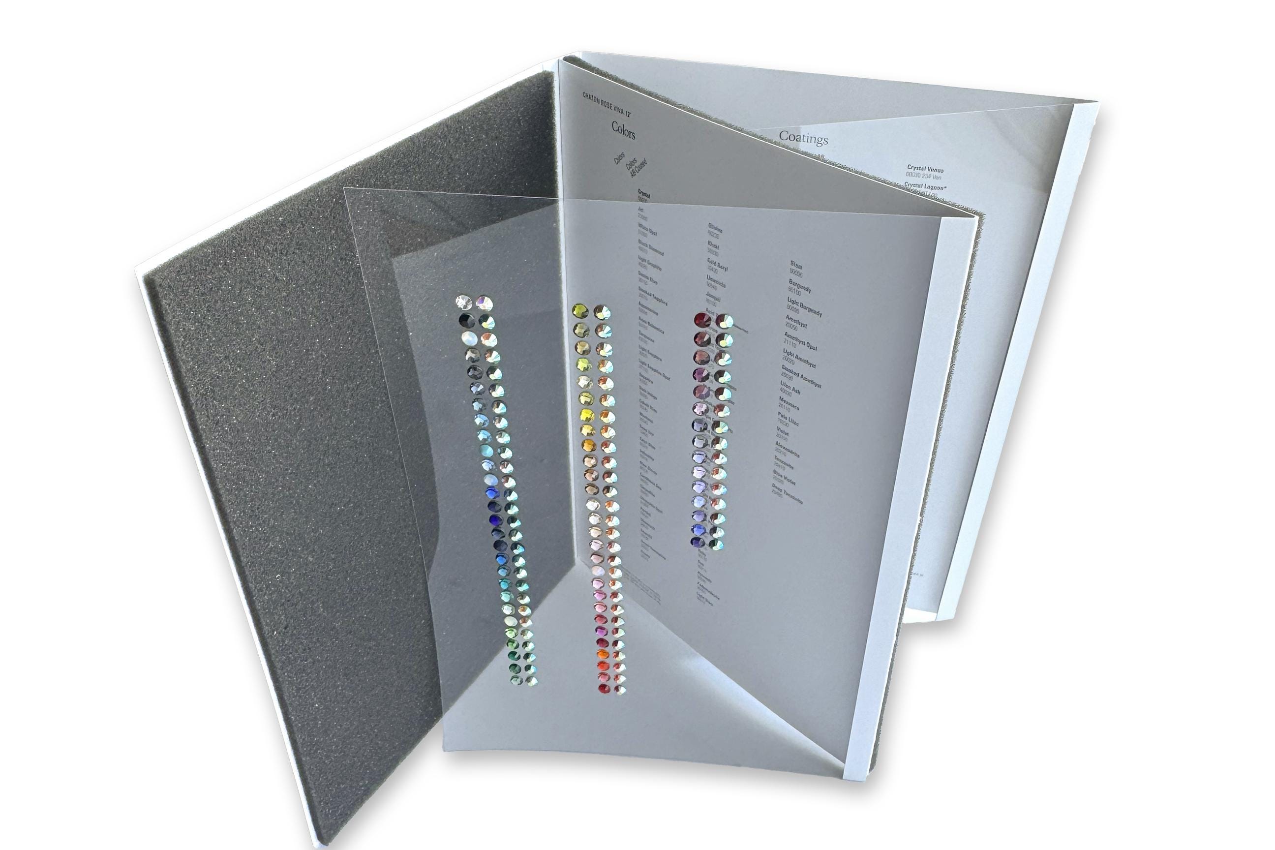 Rhinestone Color Chart - Preciosa Viva 12 Color Sample Card