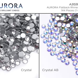 Flatback Rhinestones A2028 SS 6 - Crystal or Crystal AB - Choose Your Color (144 Pieces) - AURORA Brand Flatback Plus - Glue On | Nail Art