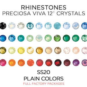 1,440 pcs Rhinestones PRECIOSA VIVA12 SS20 Plain Colors - CHOOSE Color