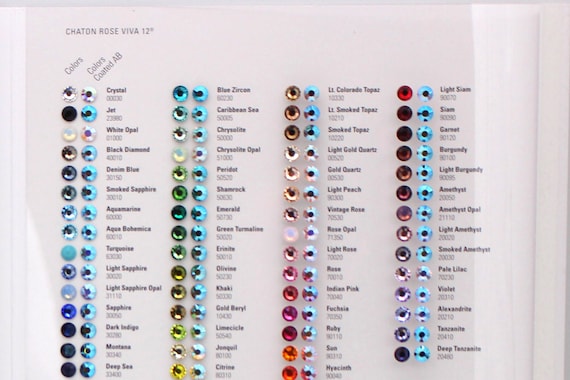 Preciosa Maxima Crystals and Viva Rhinestones Color Chart