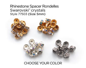 12pc Swarovski Crystal Rhinestone Rondelle; 4 Sizes: 5mm, 7mm