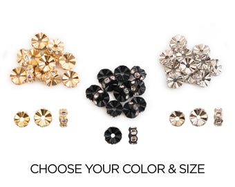 Rondelles de plástico Swarovski - ELIGE tu tamaño (6 mm o 7 mm) y color (12 piezas) - Cuentas de diamantes de imitación para abalorios
