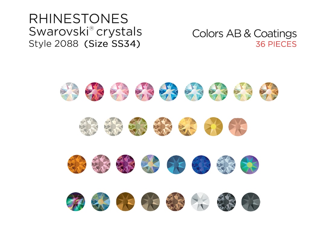 36 Pcs Swarovski Rhinestones 2088 SS34 AB Colors & Coatings