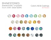 36 Pcs Swarovski Rhinestones 2088 SS34 AB Colors & Coatings